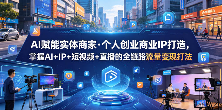 AI赋能实体商家·个人创业商业IP打造，掌握AI+IP+短视频+直播的全链路流量变现打法-优品网赚资源库