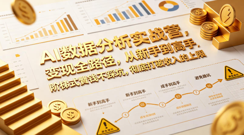 AI数据分析实战营，变现全路径，从新手到高手，阶梯式賺钱不踩坑，彻底打破收入的上限-优品网赚资源库