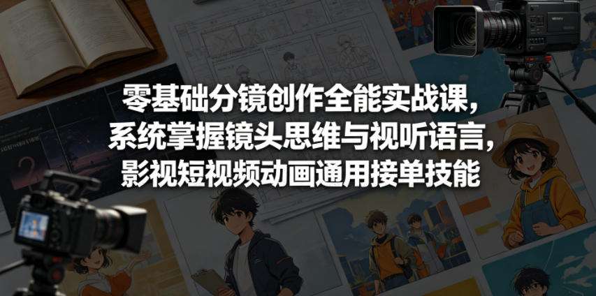 零基础分镜创作全能实战课，系统掌握镜头思维与视听语言，影视短视频动画通用接单技能-优品网赚资源库