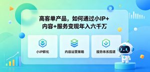 高客单产品，如何通过小IP+内容+服务变现年入六干W-优品网赚资源库