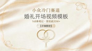 小众冷门赛道，婚礼开场视频模板，168条笔记，变现超20W+【详细教程】-优品网赚资源库