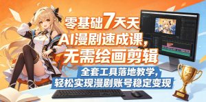 零基础7天AI漫剧速成课，无需绘画剪辑，全套工具落地教学，轻松实现漫剧账号稳定变现-优品网赚资源库