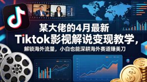 某大佬的4月最新Tiktok影视解说变现教学，解锁海外流量，小白也能深耕海外赛道賺美刀（更新）-优品网赚资源库