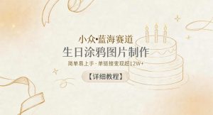 小众蓝海赛道，生日涂鸦图片制作，简单易上手，单链接变现超12W+【详细教程】-优品网赚资源库