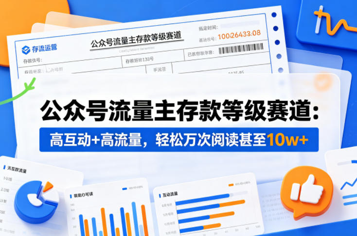 公众号流量主之存款等级赛道，高互动+高流量，轻松达到万次阅读，甚至10w+-优品网赚资源库