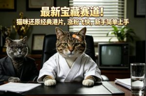 最新宝藏赛道！猫咪还原经典港片，涨粉飞快，新手简单上手-优品网赚资源库