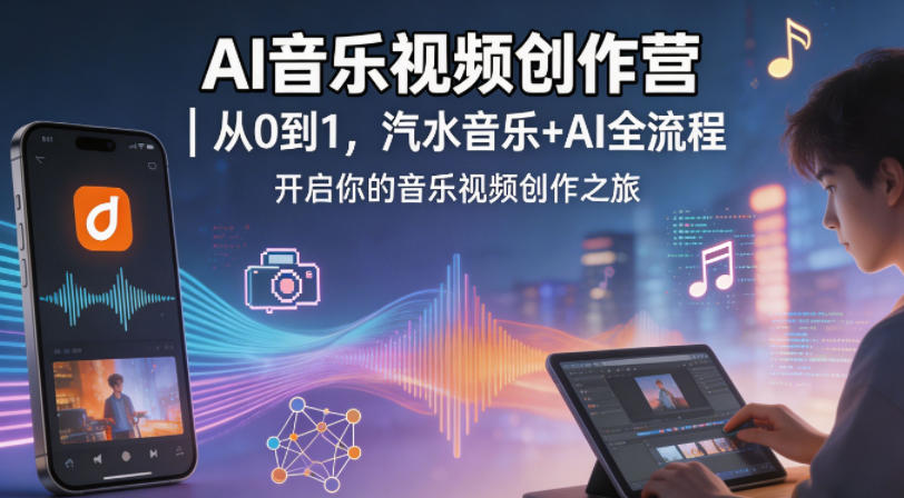AI音乐视频创作营｜从0到1，汽水音乐+AI全流程，开启你的音乐视频创作之旅-优品网赚资源库