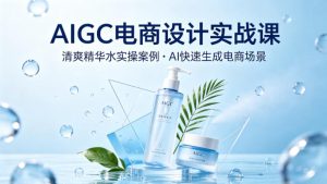 AIGC电商设计实战课，以清爽精华水为实操案例，教你用AI快速生成电商场景-优品网赚资源库