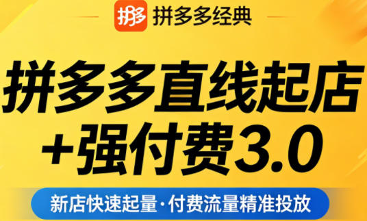 拼多多直线起店+强付费3.0，教你稳定起店、高效控投产、破解流量瓶颈（更新4月）-优品网赚资源库