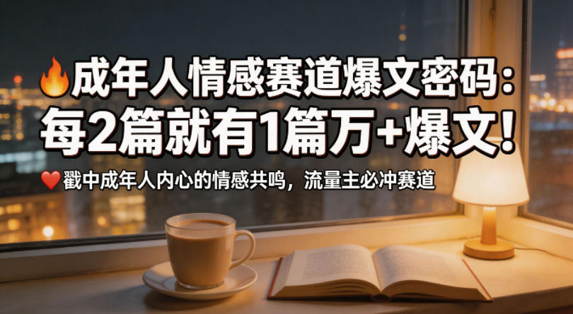 公众号流量主成年人情感心理赛道，流量最大，受众最广的主流赛道之一，平均每2篇就有1篇万爆文章-优品网赚资源库