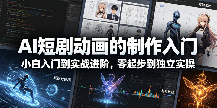AI短剧动画的制作入门，小白入门到实战进阶，零起步到独立实操-优品网赚资源库