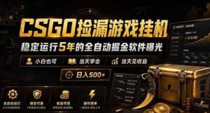 CSGO捡漏游戏挂G,稳定运行5年的全自动掘金软件曝光,小白也可当天学会,当天见收益,日入500+【揭秘】-优品网赚资源库