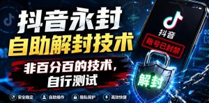 抖音永封自助解封技术，非百分百的技术，自行测试-优品网赚资源库