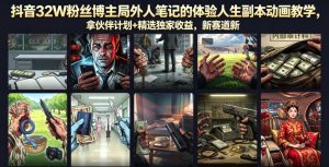 抖音32W粉丝博主局外人笔记的体验人生副本动画教学,拿伙伴计划+精选独家收益,新赛道新涨粉快【录制版】-优品网赚资源库