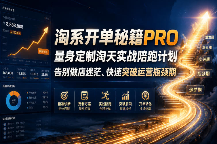 淘系开单秘籍PRO，量身定制淘天实战陪跑计划，告别做店迷茫、快速突破运营瓶颈期（2026年6月11）-优品网赚资源库