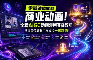 零基础也能做商业动画!全套AIGC动画漫剧实战教程,从底层逻辑到广告成片一键精通-优品网赚资源库