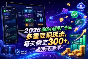 2026微信小程序广告主,多重变现玩法,每天稳定300+,长期稳定【揭秘】-优品网赚资源库