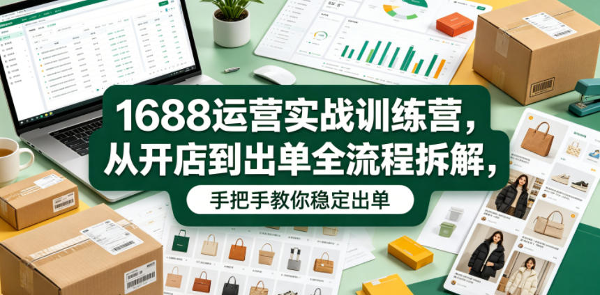 1688运营实战训练营，从开店到出单全流程拆解，手把手教你稳定出单-优品网赚资源库