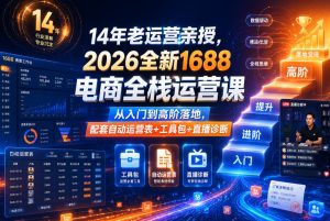 14年老运营亲授,2026全新1688电商全栈运营课,从入门到高阶落地,配套自动运营表+工具包+直播诊断等-优品网赚资源库