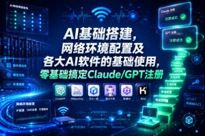 AI基础搭建，网络环境配置及各大AI软件的基础使用，零基础搞定Claude/GPT注册-优品网赚资源库