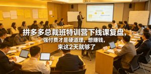 拼多多总裁班特训营下线课复盘,强付费才是硬道理,想賺钱,来这2天就够了-优品网赚资源库
