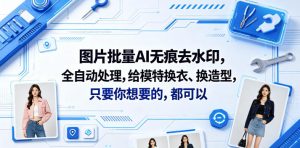图片批量AI无痕去水印，全自动处理，给模特换衣、换造型，只要你想要的，都可以(软件+视频教程)-优品网赚资源库