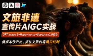 文旅非遗宣传片AIGC实战,GPT image 2+Happy horse+Seedance2.0组合,低成本快产出,抓住文旅内容风口红利-优品网赚资源库