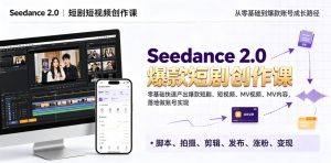 Seedance 2.0短剧短视频创作课,零基础快速产出爆款短剧、短视频、MV内容,落地做账号实现变现-优品网赚资源库