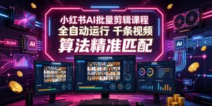 小红书AI批量剪辑课程，24小时全自动运行，解放双手专注运营，千条视频批量处理，小红书算法精准匹配-优品网赚资源库