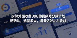拆解外面收费398的视频号分成计划新玩法，流量很大，每天2张左右收益-优品网赚资源库