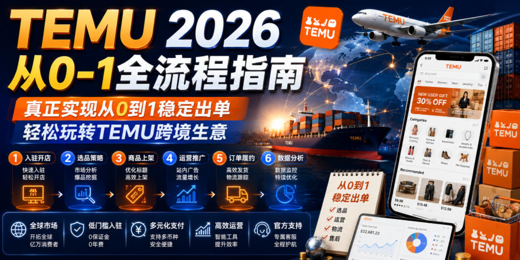 TEMU 2026从0-1全流程指南，真正实现从0到1稳定出单，轻松玩转TEMU跨境生意-优品网赚资源库