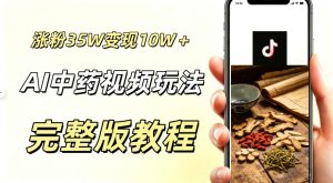 用ai做中药视频，涨粉35.8W，分成计划+橱窗累计变现10W+-优品网赚资源库