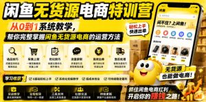 闲鱼无货源电商特训营,从0到1系统教学,帮你完整掌握闲鱼无货源电商的运营方法-优品网赚资源库