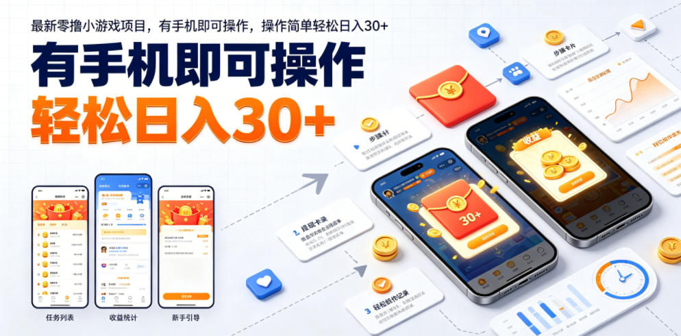 最新零撸小游戏项目，有手机即可操作，操作简单轻松日入30+-优品网赚资源库