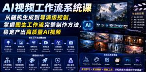 AI视频工作流系统课,从随机生成到导演级控制,掌握图生工作流完整制作方法,稳定产出高质量AI视频-优品网赚资源库