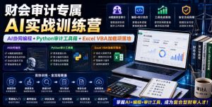 财会审计专属AI实战训练营｜AI协同编程+Python审计工具箱+Excel VBA加载项落地-优品网赚资源库