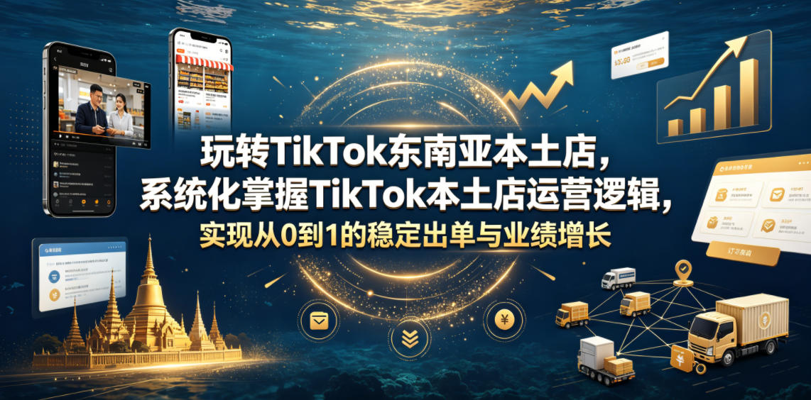 玩转TikTok东南亚本土店，系统化掌握TikTok本土店运营逻辑，实现从0到1的稳定出单与业绩增长-优品网赚资源库