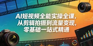 AI短视频全能实操全课,从剪辑拍摄到流量变现,零基础一站式精通-优品网赚资源库