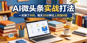 一天挣了408,AI微头条实战打法,每天30分钟比上班强N倍-优品网赚资源库