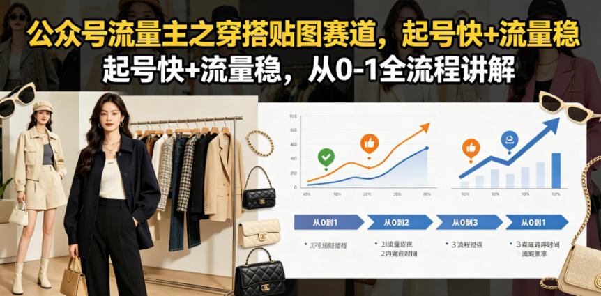 公众号流量主之穿搭贴图赛道，起号快+流量稳，从0-1全流程讲解-优品网赚资源库