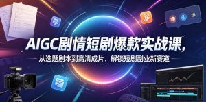 AIGC剧情短剧爆款实战课,从选题剧本到高清成片,解锁短剧副业新赛道-优品网赚资源库
