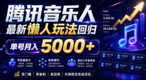 2026腾讯音乐人懒人项目,全自动无脑挂G,单号月入5000+,可批量放大矩阵,适合工作室落地【揭秘】-优品网赚资源库