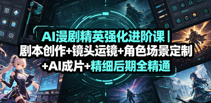 AI漫剧精英强化进阶课｜剧本创作+镜头运镜+角色场景定制+AI成片+精细后期全精通-优品网赚资源库