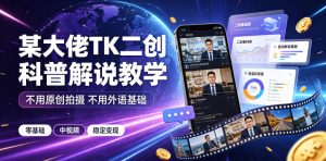 某大佬TK二创科普解说教学,不用原创拍摄不用外语基础,零基础做TikTok中视频稳定变现-优品网赚资源库