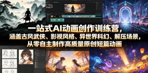 一站式AI动画创作训练营,涵盖古风武侠、影视风格、异世界科幻、解压场景,从零自主制作高质量原创短篇动画-优品网赚资源库