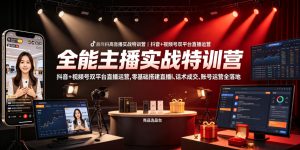 全能主播实战特训营|抖音+视频号双平台直播运营,零基础搭建直播间、精准选品、话术成交、账号运营全落地-优品网赚资源库