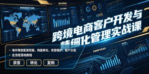 跨境电商客户开发与精细化管理实战课｜海外精准客源挖掘、询盘转化、老客维护、客户分层全流程落地教程-优品网赚资源库