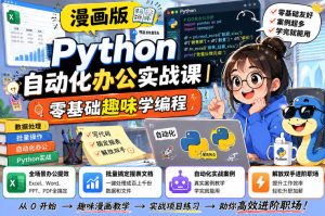 漫画版Python自动化办公实战课|零基础趣味学编程,全场景办公提效、批量搞定报表文档、解放双手进阶职场-优品网赚资源库