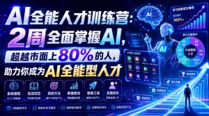 AI全能人才训练营：2周全面掌握AI，超越市面上80%的人，助力你成为AI全能型人才-优品网赚资源库