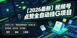 【2026最新】视频号点赞全自动挂G项目，双号日入700+，零基础保姆级教程（附全套工具）【揭秘】-优品网赚资源库